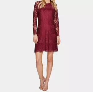 $389 Adrianna Papell Women's Purple Lace Sheer Long Sleeve Sheath Dress Size 12 - Picture 1 of 2