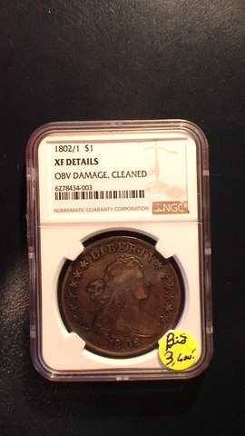 1802/1 DRAPED BUST DOLLAR NGC XF SILVER $1 Coin PRICED TO SELL NOW! Cover