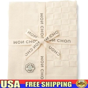 Organic Pima Cotton Baby Blanket Soft Breathable Knitted Infant Crib Stroller US - Picture 1 of 8