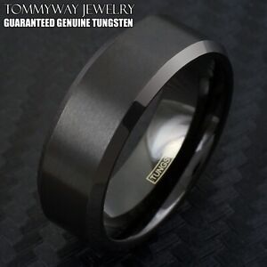 6/8mm Black Tungsten Carbide Brushed Comfort Fit Wedding Band Ring Men's-Women's