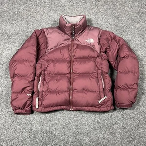 The North Face Puffer Jacket Womens XS Maroon 700 Goose Down Full-Zip - Picture 1 of 12