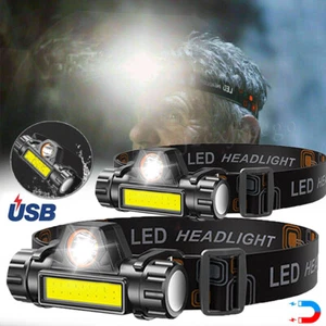 2 x LED Lampara De Cabeza Recargable Luz De La Cabeza Linterna Para Pescar Camp - Picture 1 of 12