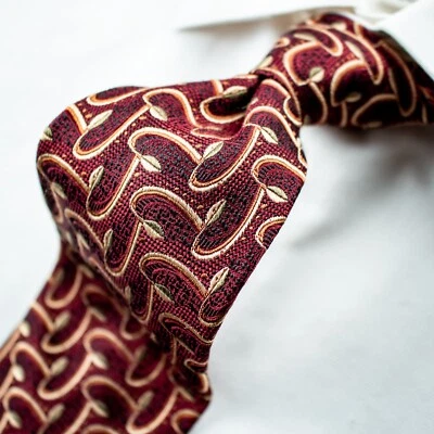 Corbata tejida de seda geométrica marrón cobre rojo cobre rojo marrón 64" l x 4" w Foto 1 de 4