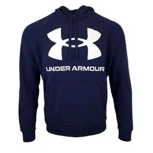 Under Armour Men's Big Logo Rival Fleece Hoodie Size Small Navy - Picture 1 of 4