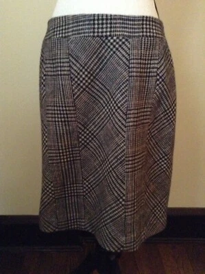 全新带标签 J. McLaughlin 羊毛格子 A 字裙 10 码  — 第 1/4 张图片