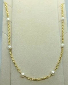 COLLANA ORO GIALLO 750 18KT DONNA PERLE NATURALI OSTRICA COLLIER OR JAUNE PEARL - Foto 1 di 1