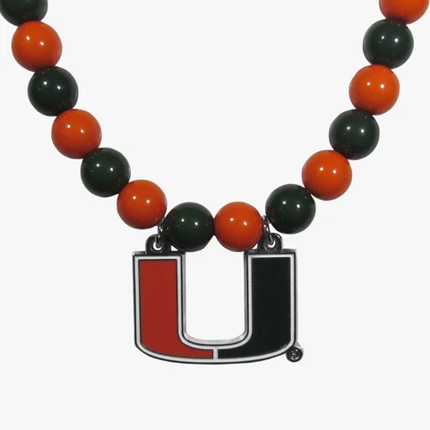 Miami Hurricanes Fan Bead Necklace w/ Team Logo - NCAA Cover