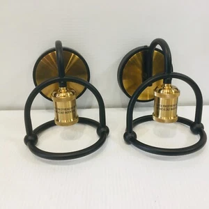 CANMEIJIA Wall Sconces Set of 2, Matte Black and Satin Brass - Picture 1 of 6