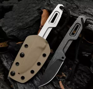 Cuchillo de hoja fija táctica de 6,4" SATRE de tanga completa N690 funda de camping K - Imagen 1 de 15