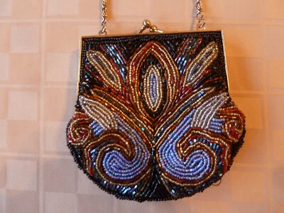 Cartera de cambio de cuentas con asa de cadena negra vintage Foto 1 de 3