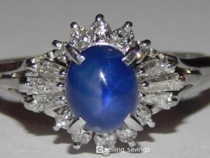 900 PLATINUM 2.10 TCW SAPPHIRE DIAMOND FILIGREE HIGH SET COCKTAIL RING SIZE 5.75 - Picture 1 of 10