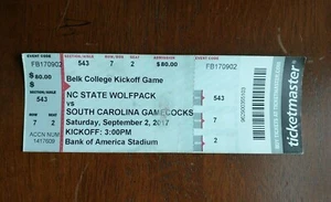 RARE SC Gamecocks vs NC State 2017 Football Game Ticket Stub FREE SHIPPING - Picture 1 of 3