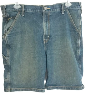 Pantalones cortos utilitarios Ariat para hombre 38 relajados rectos barras de refuerzo M4 azul denim desgastado - Imagen 1 de 12