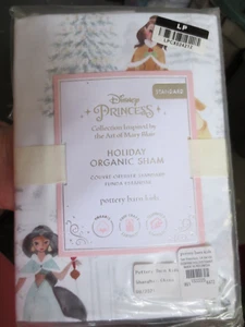 Pottery Barn Disney PRINCESS HOLIDAY ORGANIC Pillow Sham NIP - Picture 1 of 3