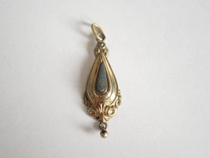 Antiker Anhänger Jugendstil Email Vergoldet Goldton 1,3 g/3,9 x 1,2 cm - Bild 1 von 4