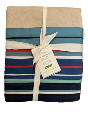 Funda nórdica Pottery Barn Harbor borde a rayas algodón lino King/Cal King NUEVA_T#C Foto 1 de 4