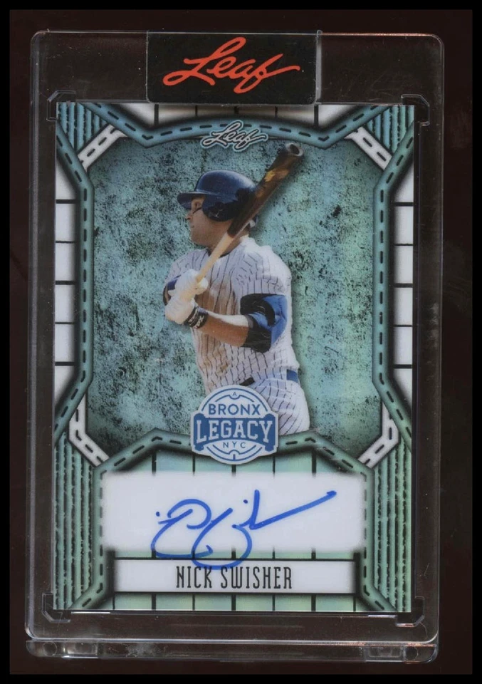 Leaf Bronx Legacy Nick Swisher 2025 automático/45 Silver Prismatic Yankees Foto 1 de 2