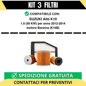 Kit 3 Filtri Tagliando per SUZUKI Alto K10 1.0 50 kw Benzina 2012-2014 - Imagen 1 de 2
