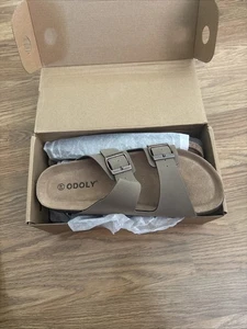 ODOLY Unisex Cork Footbed Slide Sandal Arch Support Sandals Dupes Size 40 Brown - Picture 1 of 4