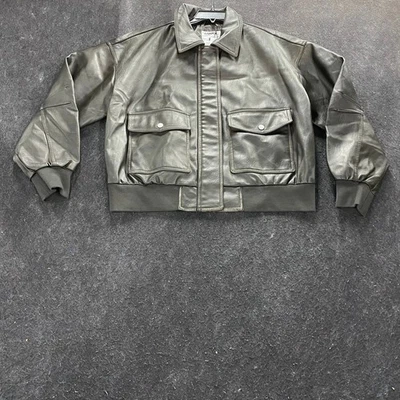 Chaqueta de cuero sintético vintage GARAGE para mujer talla L marrón lavado Foto 1 de 4