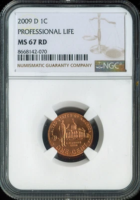 2009-D Professional Life Lincoln Cent NGC MS67 RD Quality. - Image 1 of 2