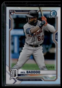 2021 Bowman Chrome Refractor Akil Baddoo #34 Detroit Tigers #/499 - Picture 1 of 2