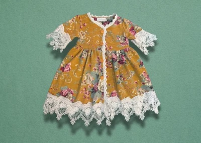 Trish Scully желтый осени цветочный платье с кружевной отделкой - размер 3T - Изображение 1 из 2