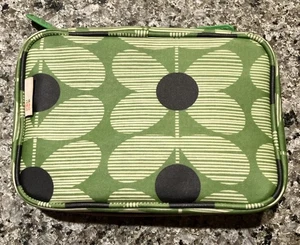 ORLA KIELY MAKEUP Organizer  COSMETIC BAG CASE GREEN WHITE FLOWERS  8 X 6” - Picture 1 of 9