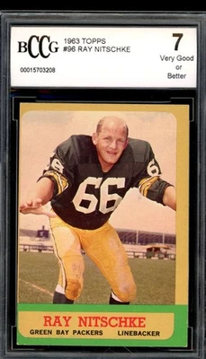 1963 Topps #96 Ray Nitschke Rookie Card BGS BCCG 7 Very Good+ - Image 1 of 2
