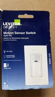Interruptor de luz con sensor de movimiento en pared Leviton Decora, activado por movimiento, encendido automático Foto 1 de 3