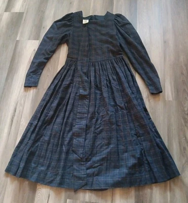 Vintage Laura Ashley Plaid Tartan Belted Wool Blend Dress Sz 10 Acadamia Preppy - Image 1 of 4