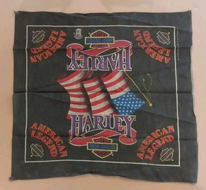 Vintage 1990er Harley Davidson American Legend schwarz mit USA Flagge Bandanna - Bild 1 von 3