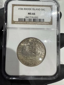 1936 Rhode Island Commemorative Silver Half Dollar NGC MS66 - Picture 1 of 3