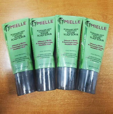 Paquete de 4: exfoliante exfoliante para cuero cabelludo con azúcar y menta Mielle Organics 6 oz. ea. E5D Foto 1 de 2