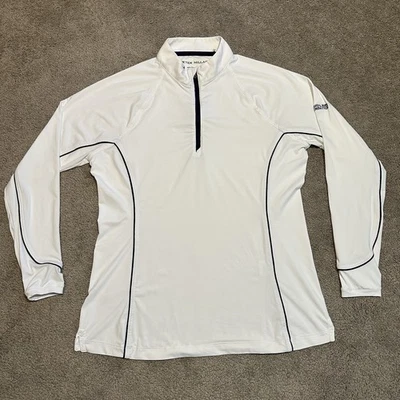 Pullover Peter Millar para mujer blanco mediano golf UPF cuarto corona golf ligero Foto 1 de 4