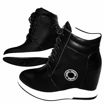 Size 46 Chunky Sneakers Womens Big Size 45 Leather Wedges High Heels Ankle Boots - Image 1 of 4