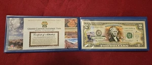 BILLETE DE BANCO DE $2,00 DEL PARQUE NACIONAL DEL GRAN CAÑÓN COLOREADO DE NUEVA INGLATERRA - Imagen 1 de 8