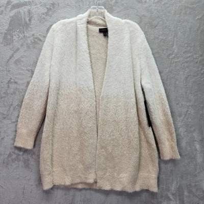 Donna Karan Cardigan Womens XS Ombre Eyelash Fuzzy Knit Open Front Sweater New - Image 1 of 4