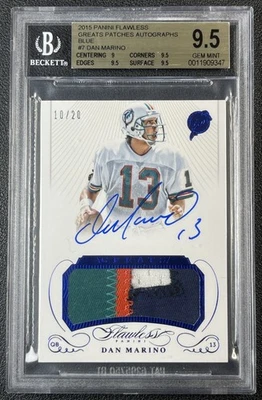 DAN MARINO BGS 9.5 2015 PANINI FLAWLESS GREATS PATCH USADO EM JOGOS AUTOGRAFADO AZUL 10/20 - Imagem 1 de 2