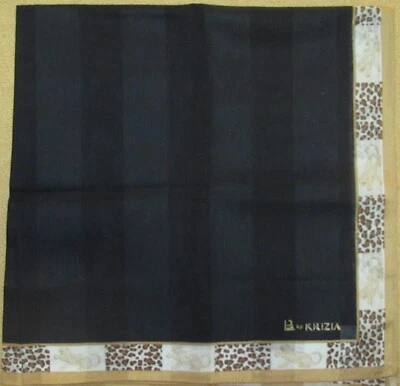 BASIC by KRIZIA *Black Leopard Scarf Handkerchief 50cm /IWAKURA*22 - Image 1 of 4