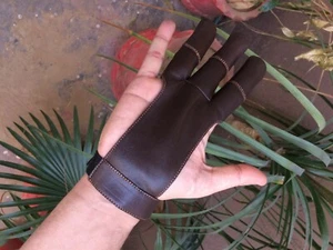 TRADITIONAL ARCHERY SHOOTING LEATHER GLOVE TOP QUALITY GLOVE 100% REAL LEATHER  - Picture 1 of 10