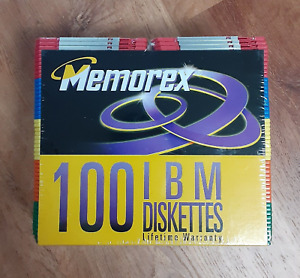 New Old Stock 100 Pack Memorex Color Diskettes Disks High Density IBM Formatted