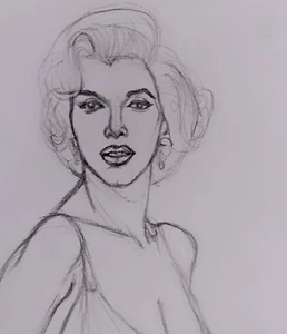 Art Charcoal drawing, Marilyn Monroe Sketch 30x32cm Signed - Picture 1 of 1