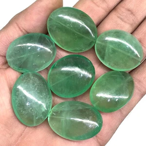 7 Pcs Natural Fluorite 28-32mm Oval Drilled Beads Loose Untreated Gemstones Lot - Picture 1 of 16