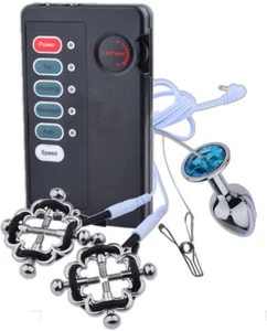 Electrical Shock Kit Plug + Adjustable Clamp Clip Stimule BDSM Women Body - Picture 1 of 11