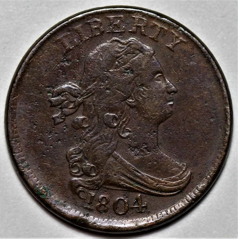 1804 Draped Bust Half Cent - Crosslet 4 With Stems - US 1/2c Copper Penny - L36 Cover