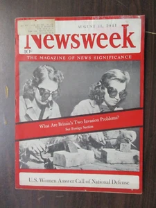 NEWSWEEK MAGAZINE AUGUST 11, 1941 U.S. WOMEN ANSWER CALL FOR NATIONAL DEFENSE - Picture 1 of 2