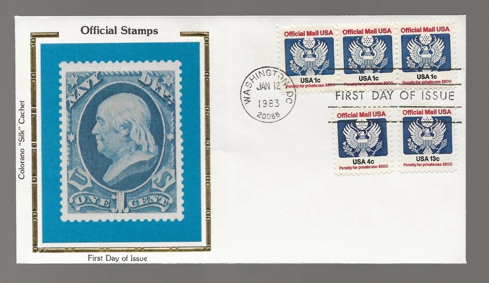 US Scott #O127-29, First Day Cover 1/12/83 Washington COMBO Official - Image 1 of 1