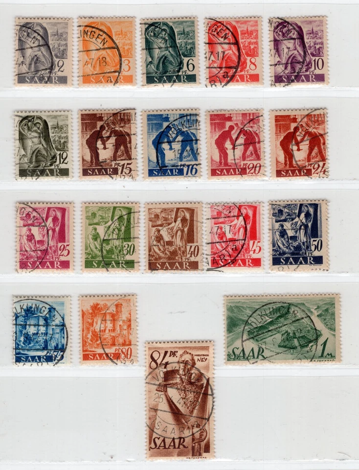 GERMANY SAAR 1947 LONG SET OF 20 STAMPS SCOTT 155-174 PERFECT CTO USED - Image 1 of 1