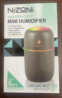 NIZONI Whisper Quiet Mini HUMIDIFIER - 2 Misting Modes - Up to 6 Hours Use - USB - Image 1 of 4
